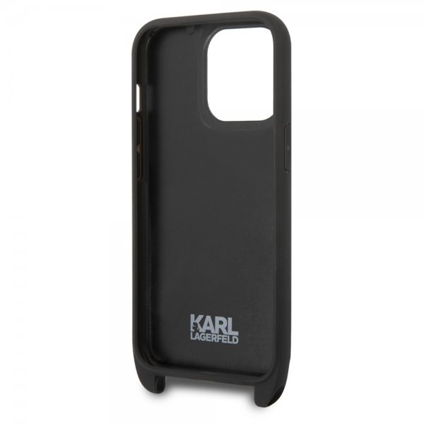 Karl Lagerfeld iPhone 14 Pro Deksel Crossbody Strap Svart