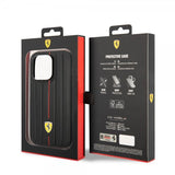 Ferrari iPhone 14 Pro Deksel Embossed Stripes Rød
