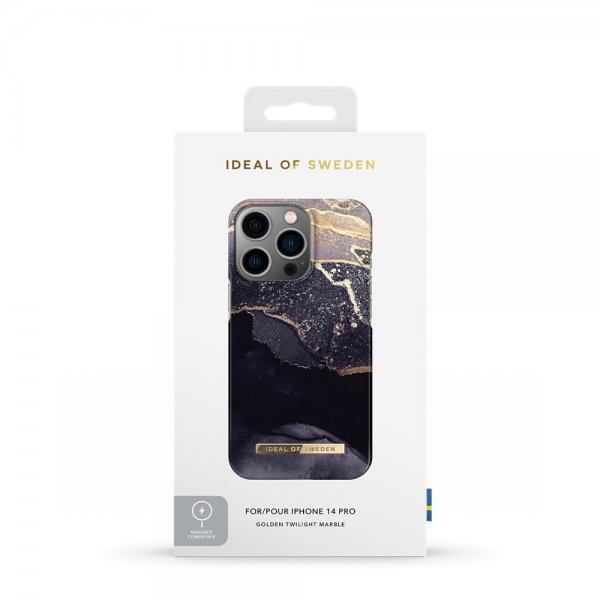 Ideal of Sweden iPhone 14 Pro Deksel Fashion Case MagSafe Golden Twilight Marble