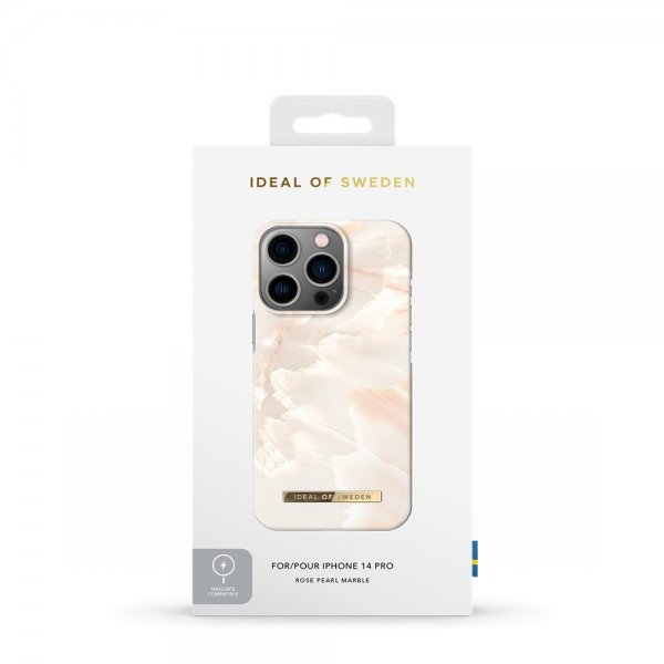 Ideal of Sweden iPhone 14 Pro Deksel Fashion Case MagSafe Rose Pearl Marble