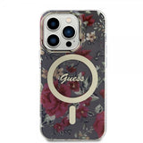 Guess iPhone 14 Pro Deksel Flower MagSafe Kaki