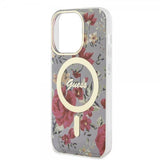 Guess iPhone 14 Pro Deksel Flower MagSafe Kaki
