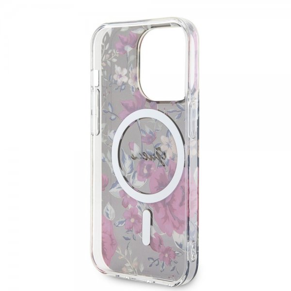 Guess iPhone 14 Pro Deksel Flower MagSafe Kaki
