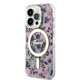 Guess iPhone 14 Pro Deksel Flower MagSafe Rosa