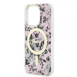 Guess iPhone 14 Pro Deksel Flower MagSafe Rosa
