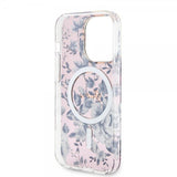 Guess iPhone 14 Pro Deksel Flower MagSafe Rosa