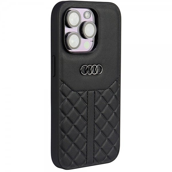 Audi iPhone 14 Pro Deksel Genuine Leather Case Svart