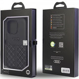 Audi iPhone 14 Pro Deksel Genuine Leather Case Svart