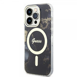 Guess iPhone 14 Pro Deksel Golden Marble MagSafe Svart