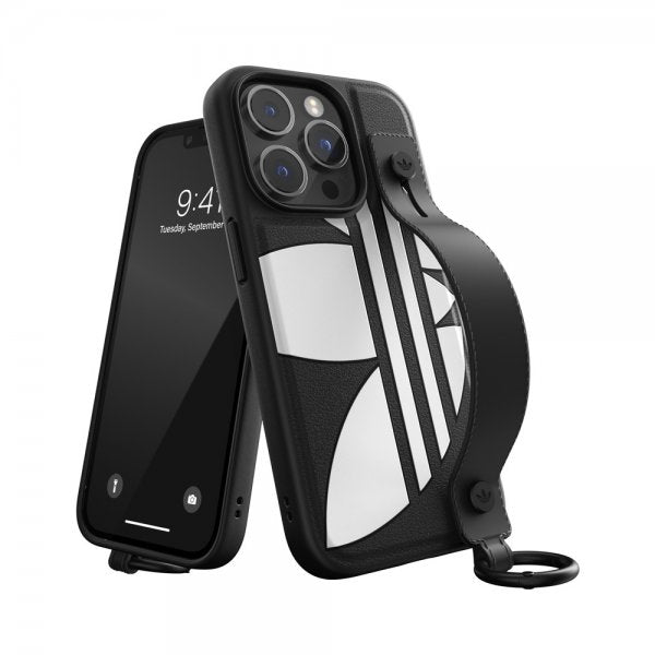 Adidas iPhone 14 Pro Deksel Handstrap Case Svart Hvit