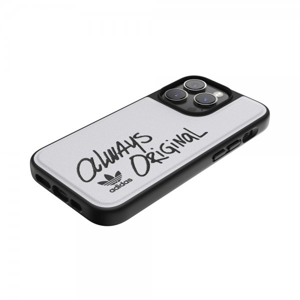 Adidas iPhone 14 Pro Deksel Inlay Embroidery Case Hvit Svart