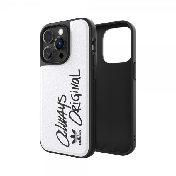 Adidas iPhone 14 Pro Deksel Inlay Embroidery Case Hvit Svart