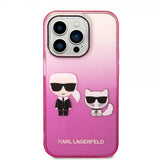 Karl Lagerfeld iPhone 14 Pro Deksel Karl & Choupette Gradient Rosa