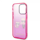 Karl Lagerfeld iPhone 14 Pro Deksel Karl & Choupette Gradient Rosa