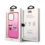 Karl Lagerfeld iPhone 14 Pro Deksel Karl & Choupette Gradient Rosa