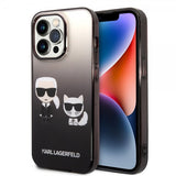 Karl Lagerfeld iPhone 14 Pro Deksel Karl & Choupette Gradient Svart