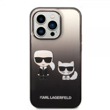 Karl Lagerfeld iPhone 14 Pro Deksel Karl & Choupette Gradient Svart