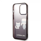 Karl Lagerfeld iPhone 14 Pro Deksel Karl & Choupette Gradient Svart