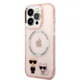 Karl Lagerfeld iPhone 14 Pro Deksel Karl & Choupette MagSafe Rosa