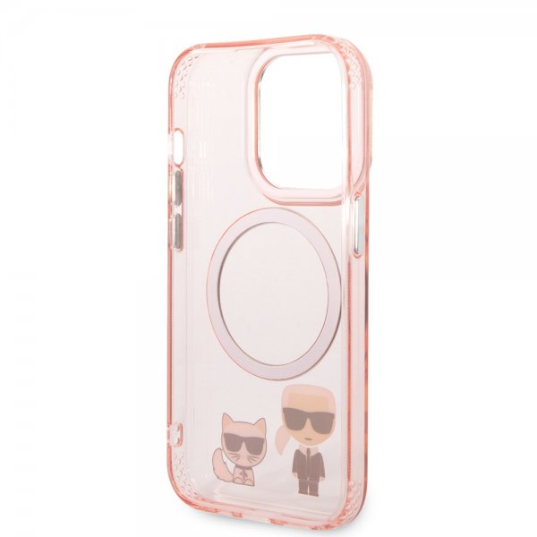 Karl Lagerfeld iPhone 14 Pro Deksel Karl & Choupette MagSafe Rosa