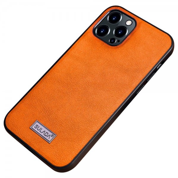 Sulada iPhone 14 Pro Deksel Skinntekstur Oransje