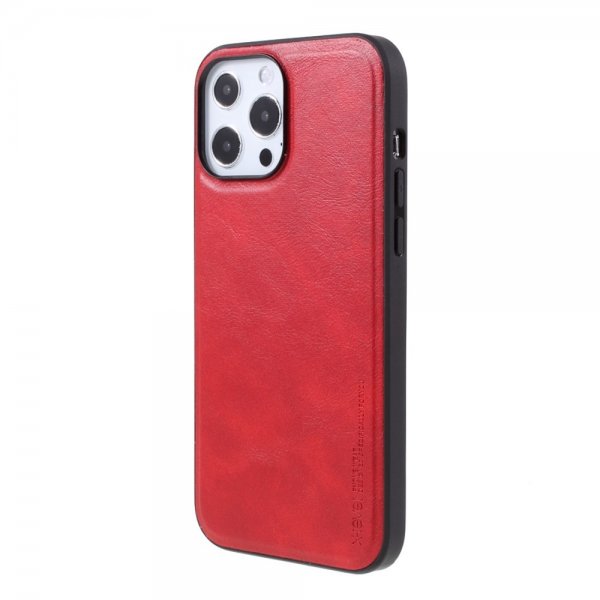 X-Level iPhone 14 Pro Deksel Skinntekstur Rød