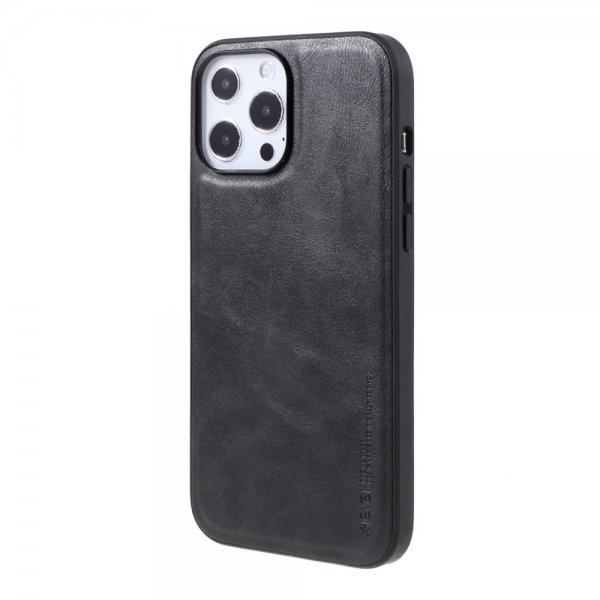 X-Level iPhone 14 Pro Deksel Skinntekstur Svart