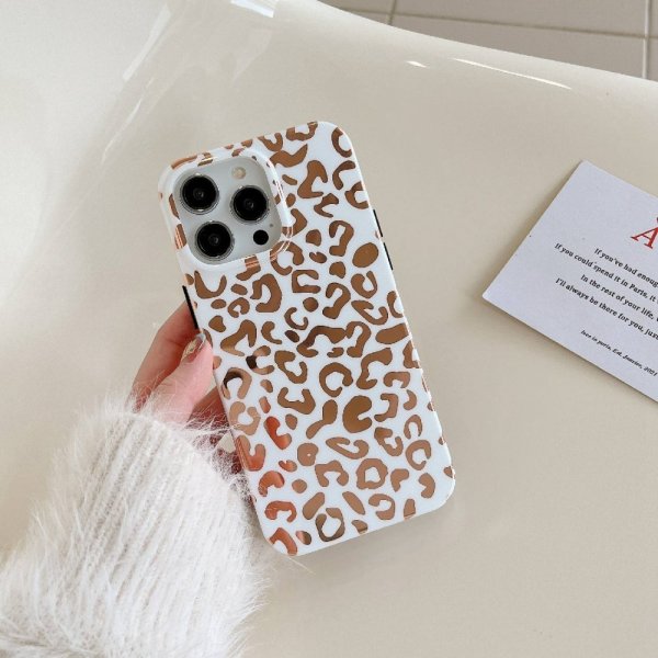 iPhone 14 Pro Deksel Leopardmønster Hvit