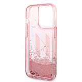 Karl Lagerfeld iPhone 14 Pro Deksel Liquid Glitter Big Logo Rosa