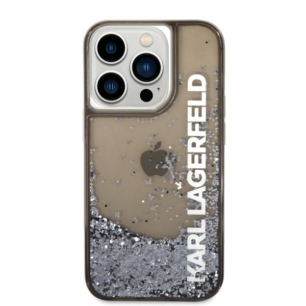 Karl Lagerfeld iPhone 14 Pro Deksel Liquid Glitter Translucent Svart