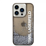 Karl Lagerfeld iPhone 14 Pro Deksel Liquid Glitter Translucent Svart