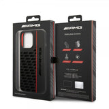 AMG iPhone 14 Pro Deksel Liquid Silicone Carbon Pattern Svart