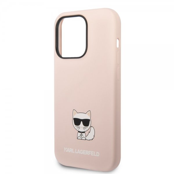 Karl Lagerfeld iPhone 14 Pro Deksel Liquid Silicone Choupette Rosa