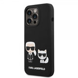 Karl Lagerfeld iPhone 14 Pro Deksel Liquid Silicone Karl & Choupette MagSafe Svart
