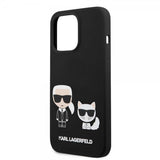 Karl Lagerfeld iPhone 14 Pro Deksel Liquid Silicone Karl & Choupette MagSafe Svart