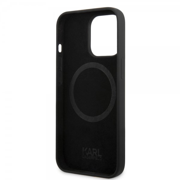 Karl Lagerfeld iPhone 14 Pro Deksel Liquid Silicone Karl & Choupette MagSafe Svart