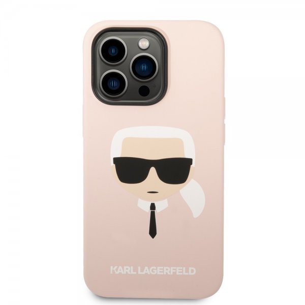 Karl Lagerfeld iPhone 14 Pro Deksel Liquid Silicone Karl MagSafe Rosa