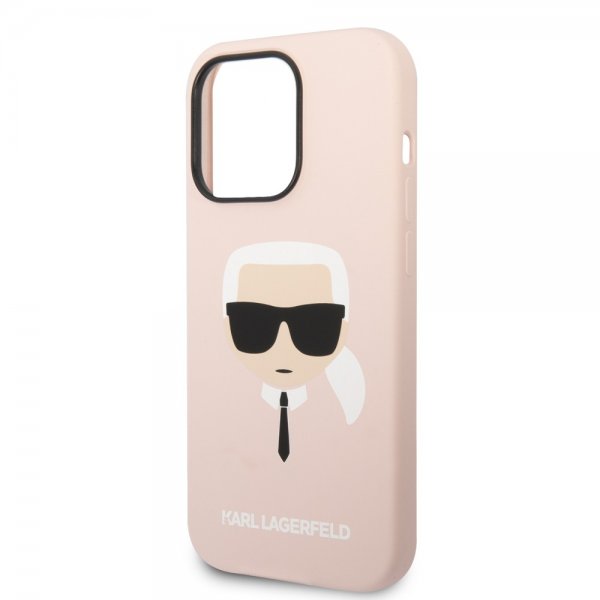 Karl Lagerfeld iPhone 14 Pro Deksel Liquid Silicone Karl MagSafe Rosa
