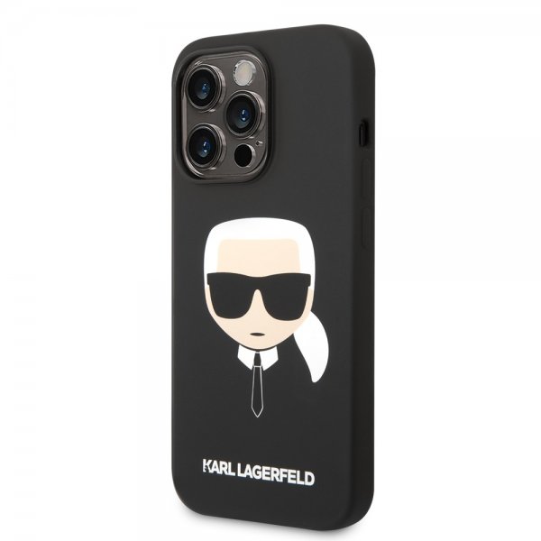 Karl Lagerfeld iPhone 14 Pro Deksel Liquid Silicone Karl MagSafe Svart