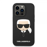Karl Lagerfeld iPhone 14 Pro Deksel Liquid Silicone Karl MagSafe Svart