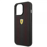 Ferrari iPhone 14 Pro Deksel Logo Perforert Rød