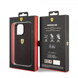 Ferrari iPhone 14 Pro Deksel Logo Perforert Rød