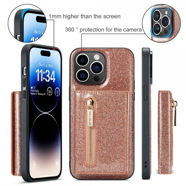 Dg.Ming iPhone 14 Pro Deksel M3 Series Avtakbart Kortholder Gull