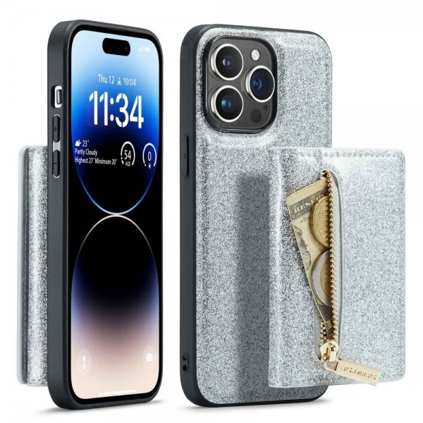 Dg.Ming iPhone 14 Pro Deksel M3 Series Avtakbart Kortholder Sølv