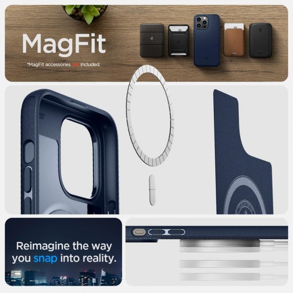 Spigen iPhone 14 Pro Deksel Mag Armor MagFit Navy Blue
