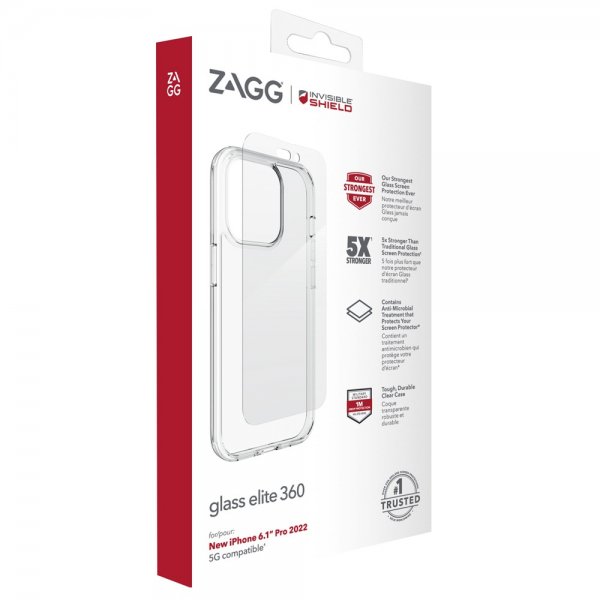 Zagg InvisibleShield iPhone 14 Pro Deksel med Skjermbeskytter Glass Elite 360