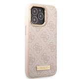 Guess iPhone 14 Pro Deksel Metal Plate Logo MagSafe Rosa