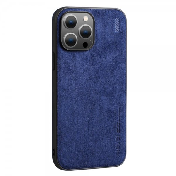 X-Level iPhone 14 Pro Deksel Semsket skinn tekstur Blå