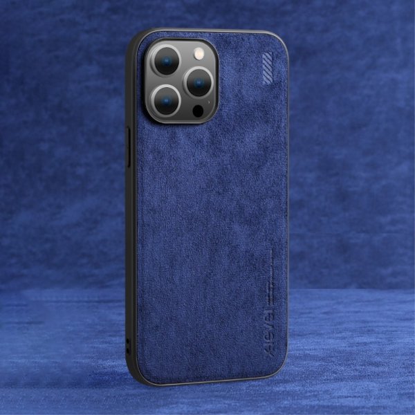 X-Level iPhone 14 Pro Deksel Semsket skinn tekstur Blå