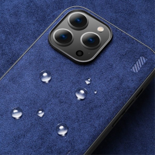 X-Level iPhone 14 Pro Deksel Semsket skinn tekstur Blå